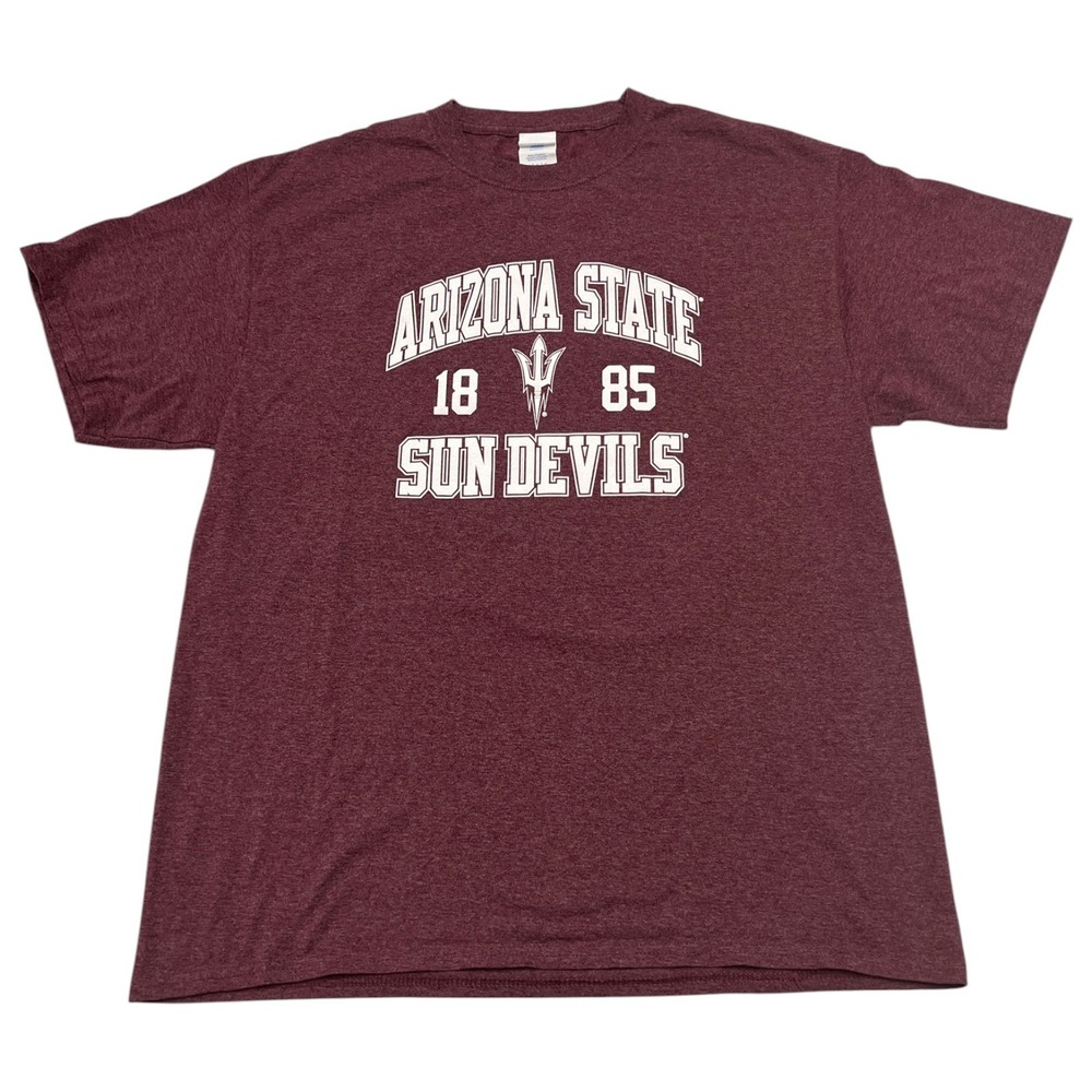 Arizona State Sun Devils Men's Heather Maroon T-Shirt Size Large Sparky Trident